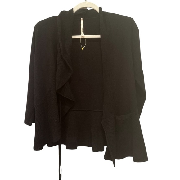 Women’s Black Wool & Cashmere Open Front Cardigan Sz XS Neutral Staple - Picture 1 of 11